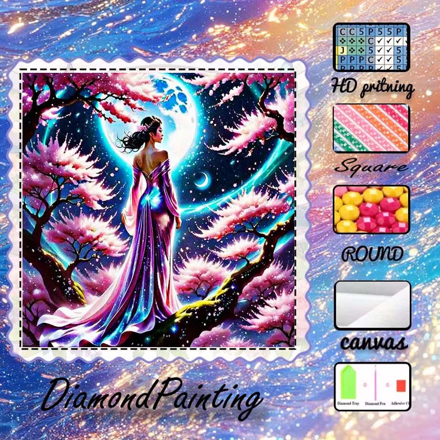 5D Diamond Painting Kit Full Drill - 1 pièce de tissu floqué 5D