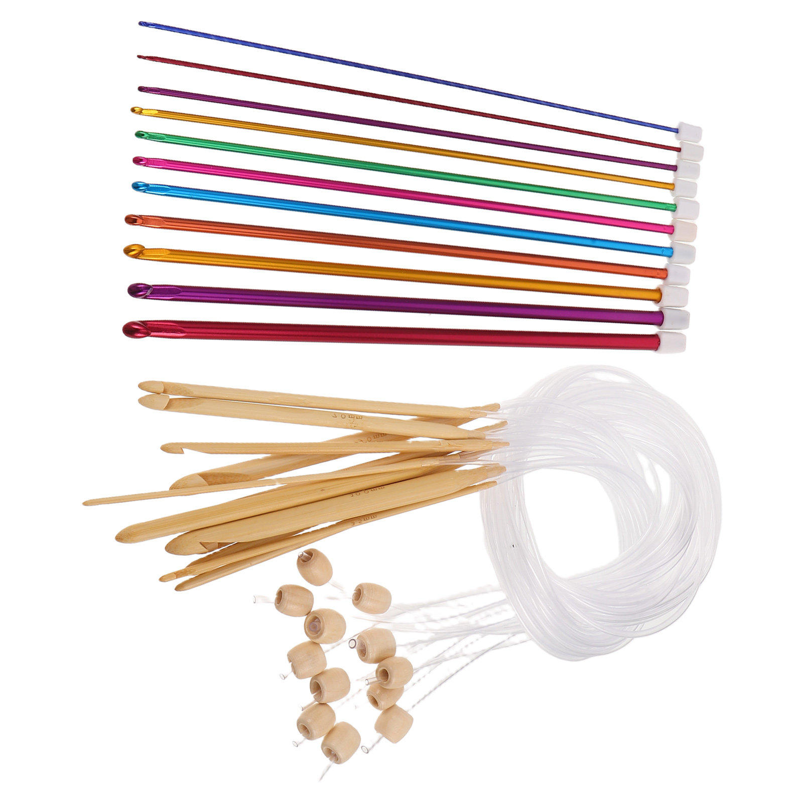 Wooden Crochet Hooks Ergonomic Handle - 1 ensemble d'aiguilles à crochet colorées