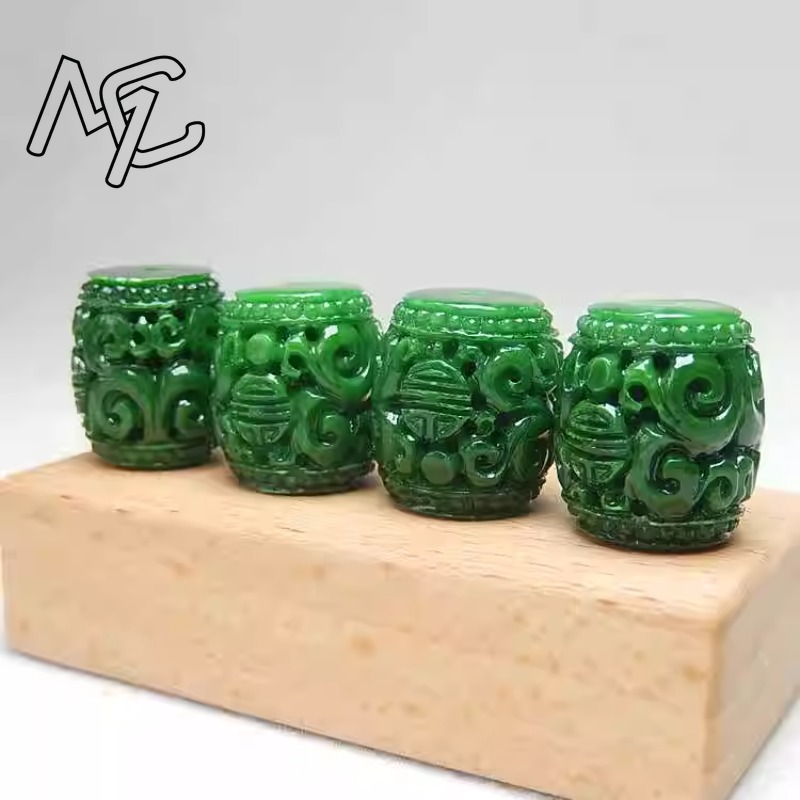 Perles sculptées en Jade vert  - Beading avis et prix